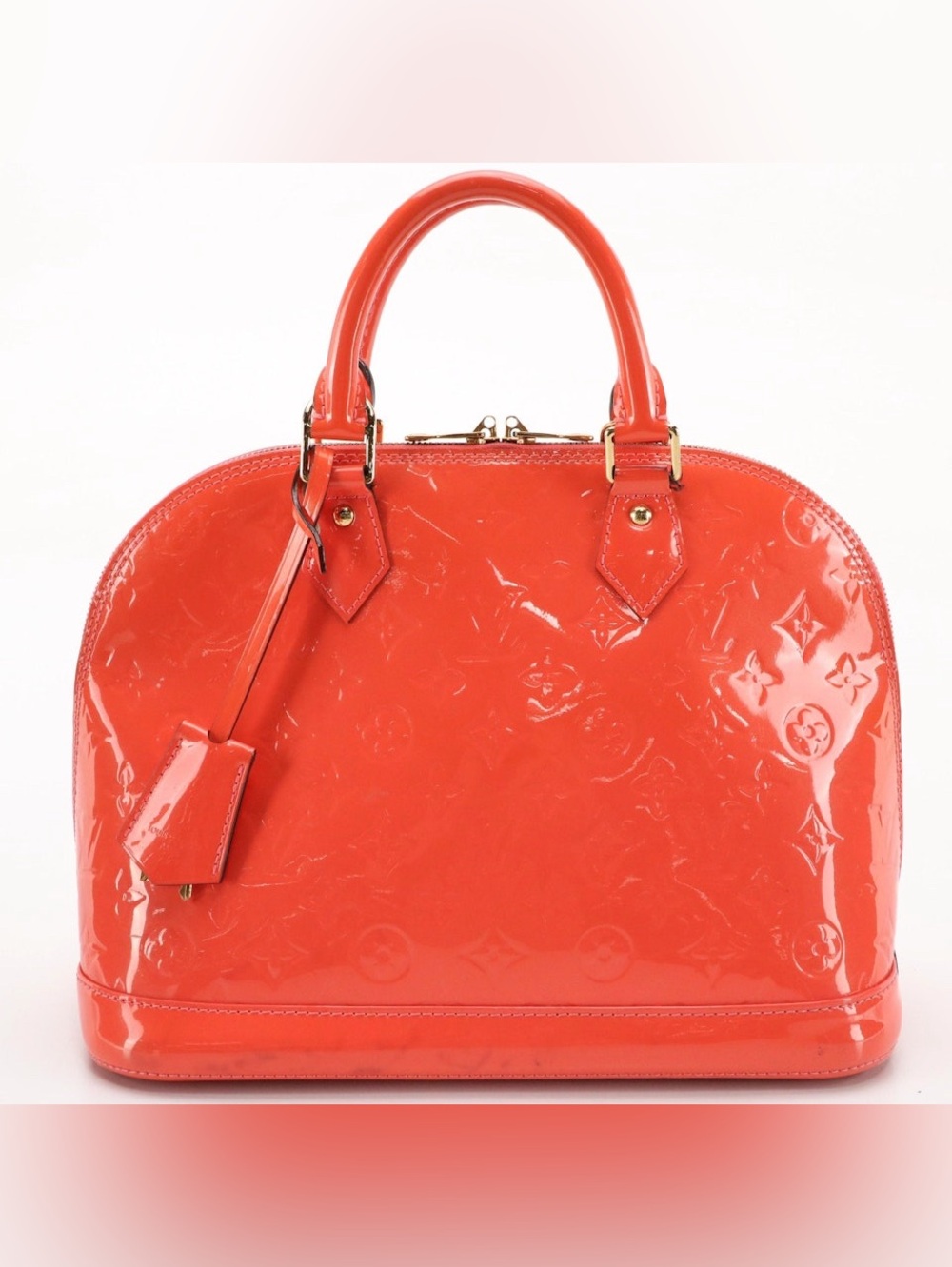 Louis Vuitton Alma PM Bag in Rose Litchi Monogram Vernis